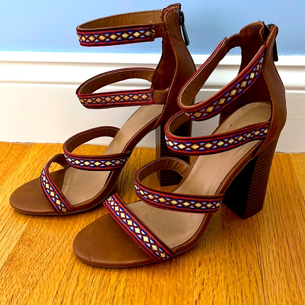 Bamboo, Multi Colored Sandals. Worn only once!